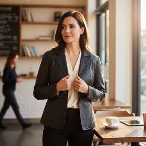 East 5th Leather Classic Black Jacket Like New